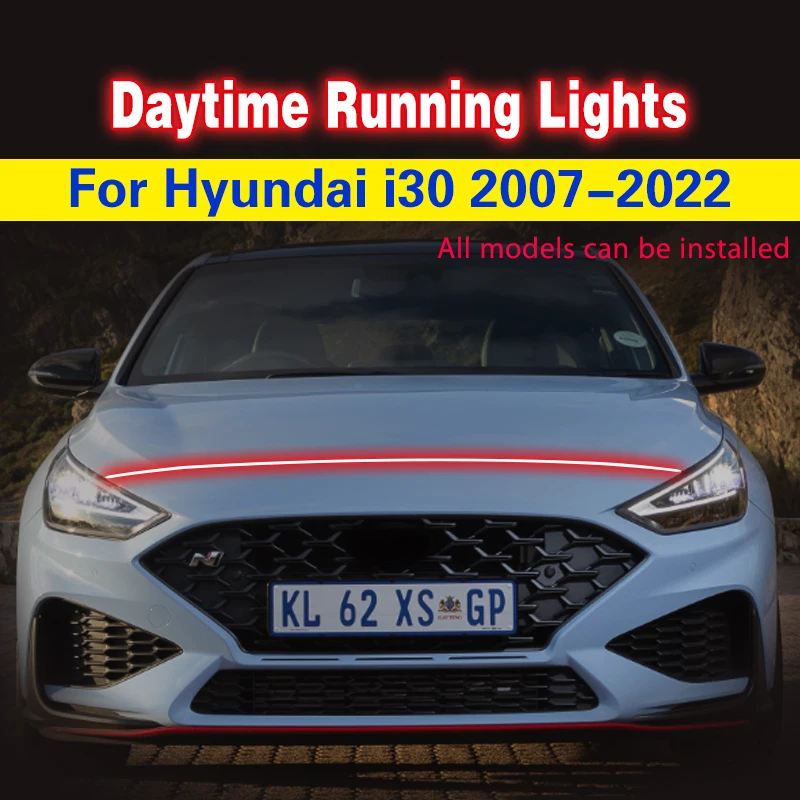 For Hyundai I30 2007-2022 DRL Fog Lamp Daytime Running Lights Fog Light 12V Car Waterproof Flexible Decorative Atmosphere Lamps