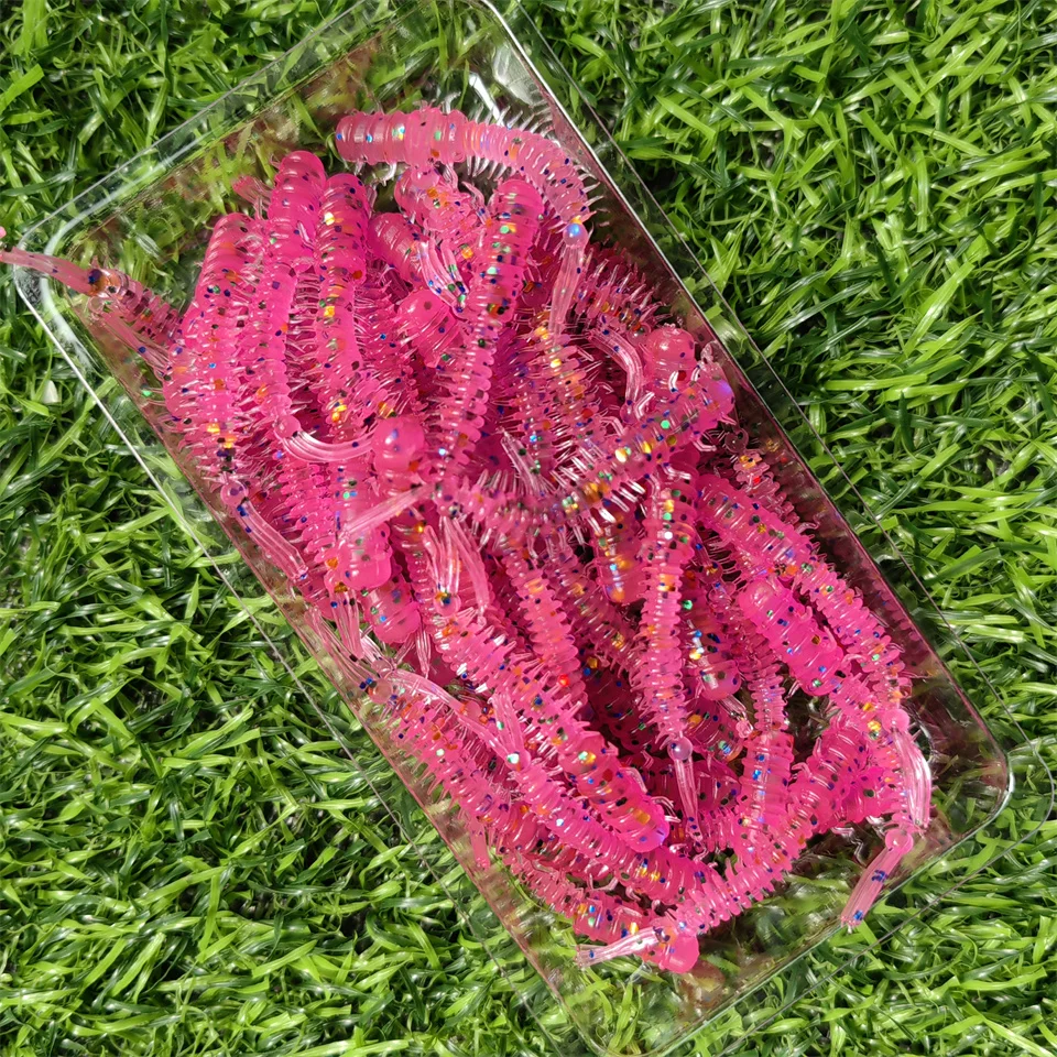 50pcs/box Worm Silicone Bait 45mm 0.45g Rubber Swimbait Straight Tail Wobbler Soft Fishing Lures Kit With Portable Bottle image 4
