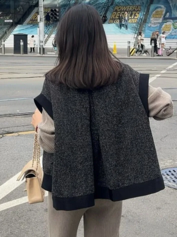 Chic Vintage ample décontracté texturé fermeture éclair gilet haut femmes Faion automne vêtements d'extérieur petit col montant polyvalent extérieur Jaet