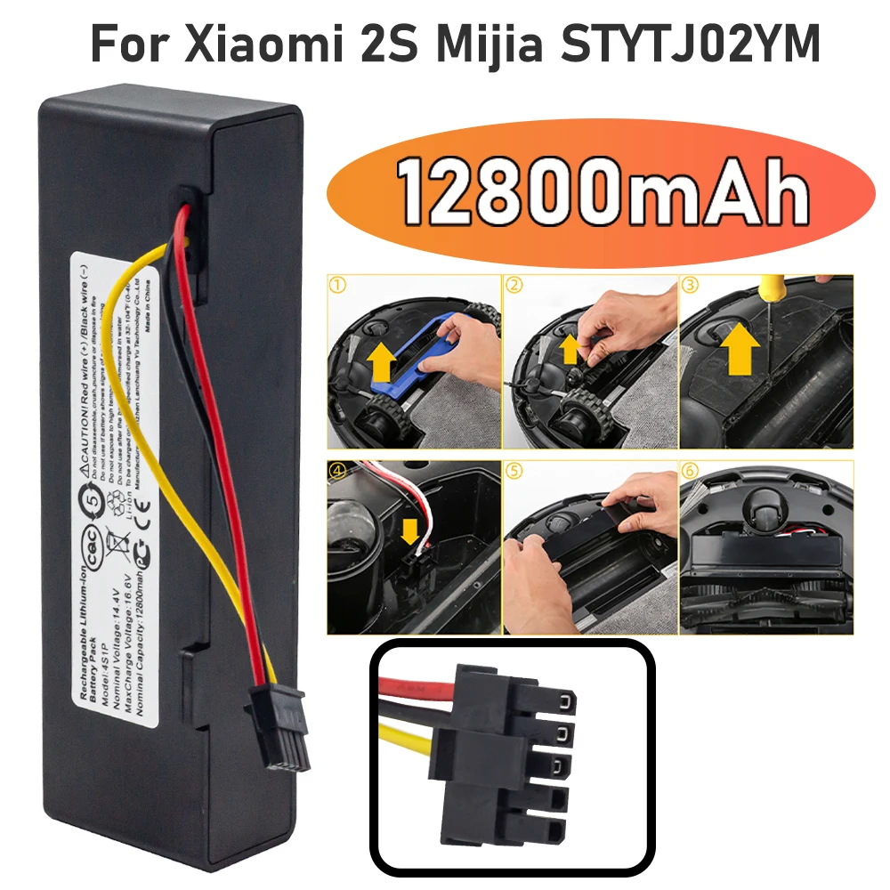 NEW Rechargeable Battery For Xiaomi 2S Mijia STYTJ02YM 14.8V 12800mah Sweeping Mopping Robot And For Haier JX37 Vacuum Cleaner