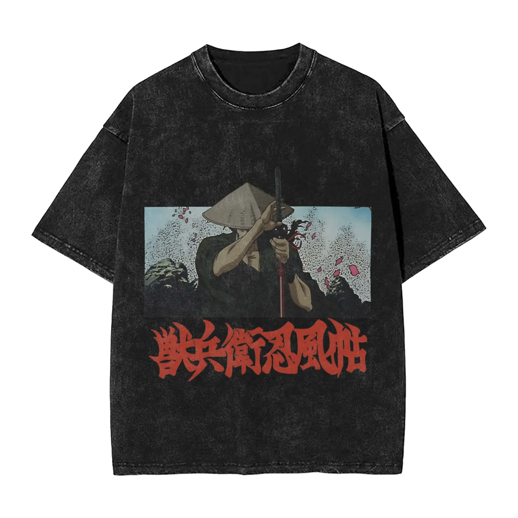 Ninja Scrolls Washed T-Shirt Couple  Aesthetic Cotton T Shirts Summer O Neck Harajuku Tee Shirt Custom DIY Oversized Tops