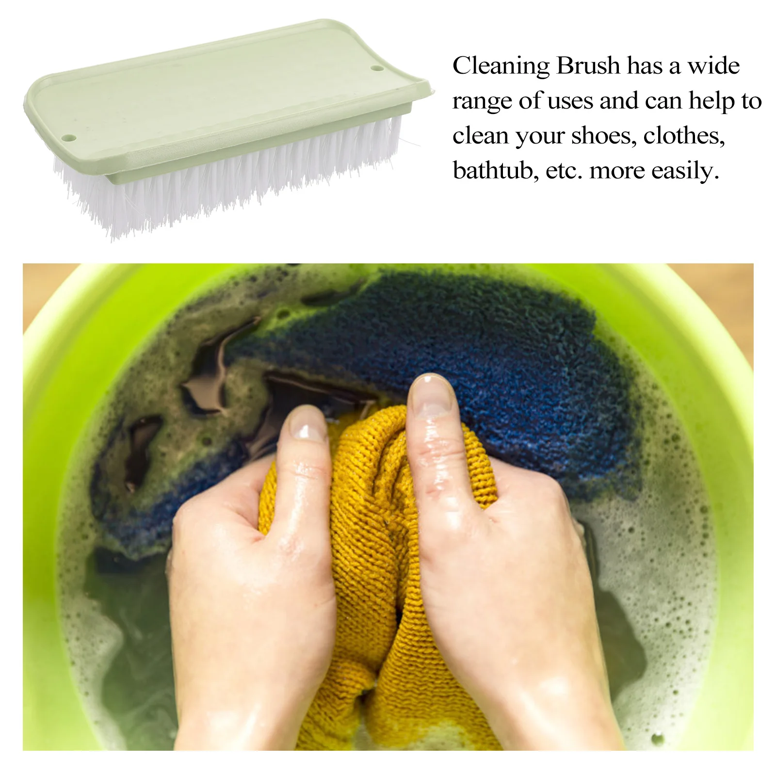

2pcs Brush Laundry Household Home Multi-functional PP Bristles Long Lasting Clothes Shoe Bathtub Foam Hanging Hole Toilet Brush