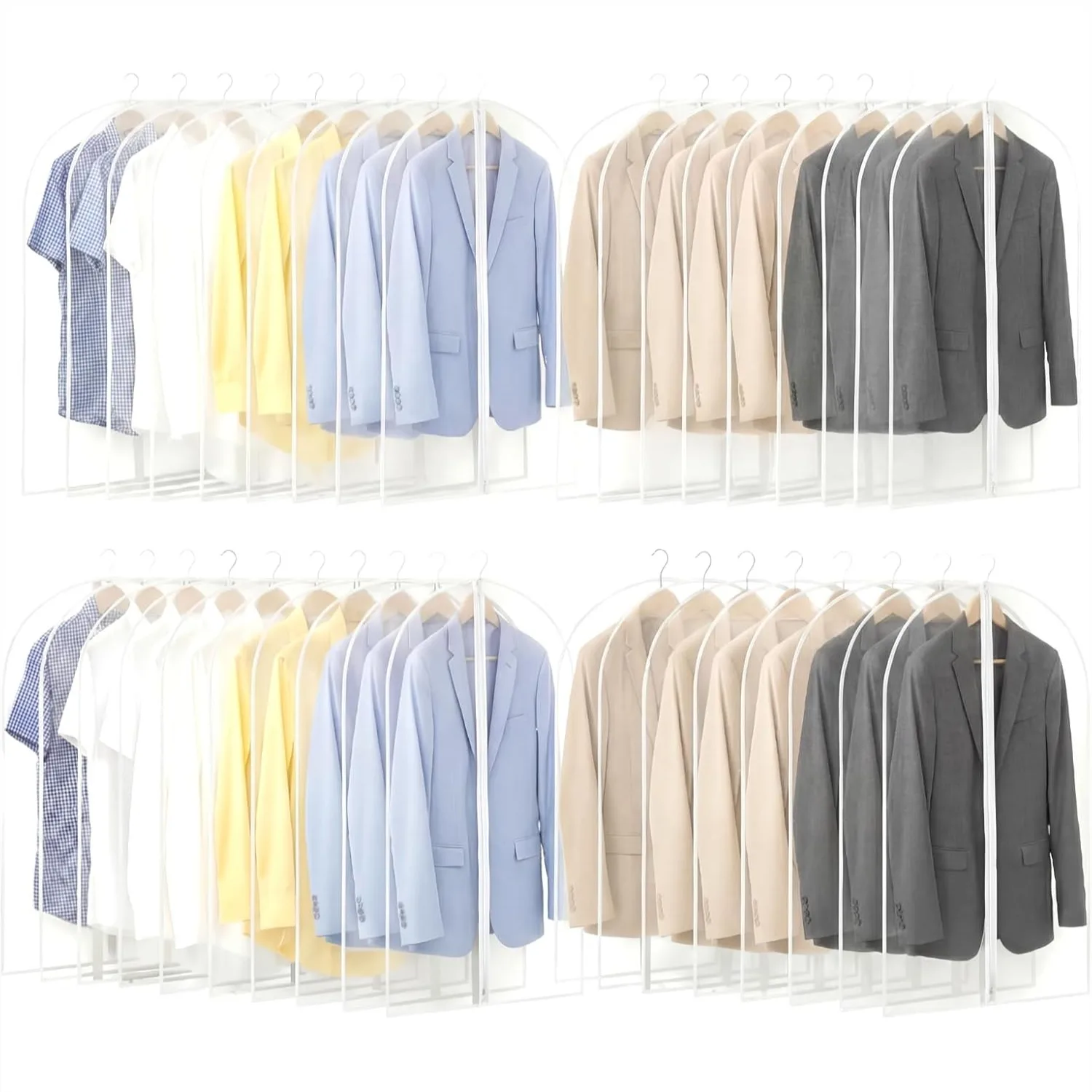 

40 Pcs 24x40 Inch Garment Bags Bulk Hanging Clothes Storage Covers Dustproof Dress Bag Set for Wedding Gowns Coats Travel