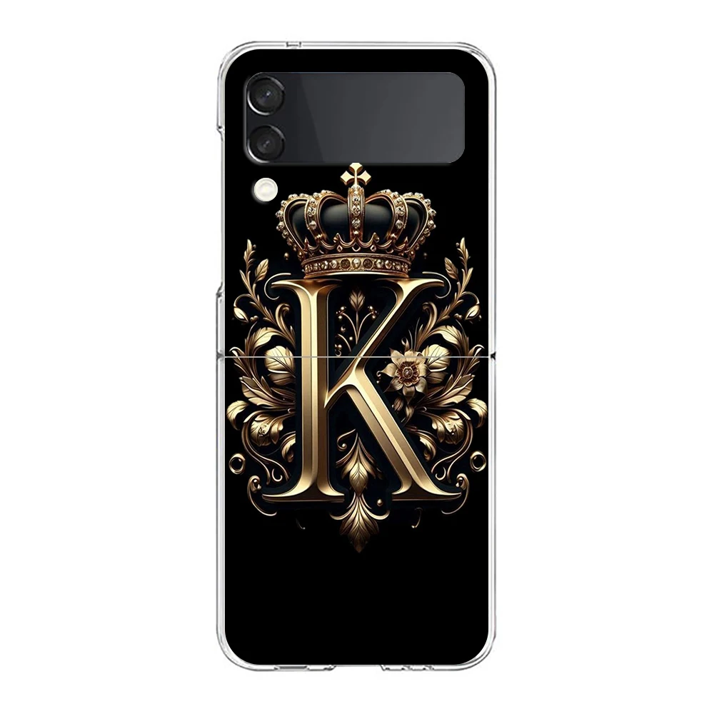 Gorgeous Letters K R Phone Cover For Samsung Galaxy Z Flip 7 6 5 4 Case Transparent For Samsung Z Flip 3 Hard PC Foldable Shell