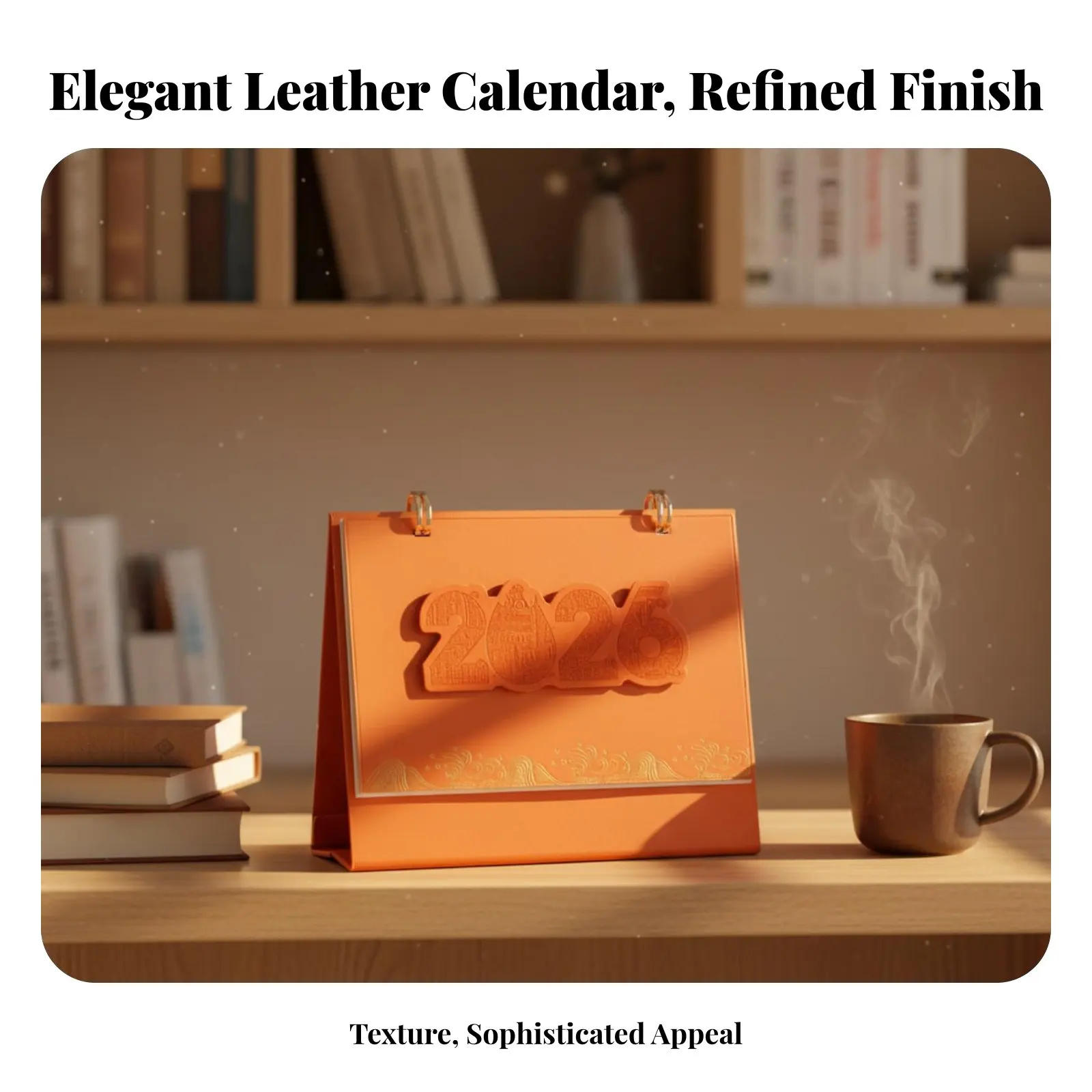 

Horse Year 2026 Faux Leather Desk Calendar, Business Monthly Planner, Gold Foil, Customizable Corporate Gift, Office Desktop