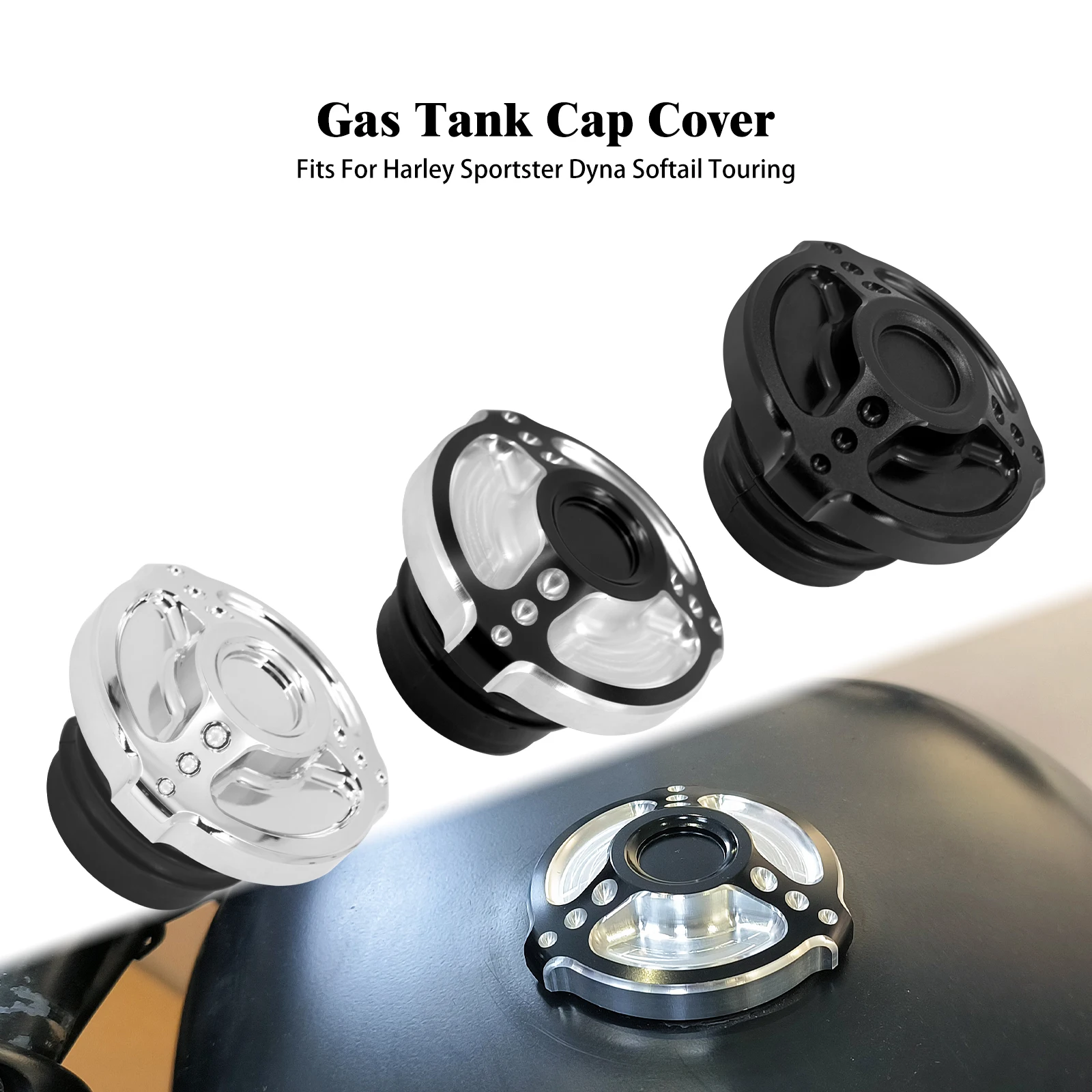 

Fuel Gas Tank Cover Motorcycle Oil Gas Cap For Harley Touring Road King Dyna Low Rider Softail Breakout Sportster XL 883 1200