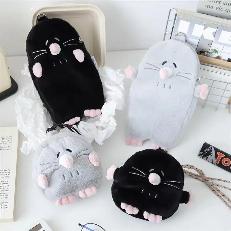 New Durable 3D Mole Pencil Case Cute Plush Stationery Storage Bag Large Capacity Creative Cute Doll Stationery Case Makeup Pouch