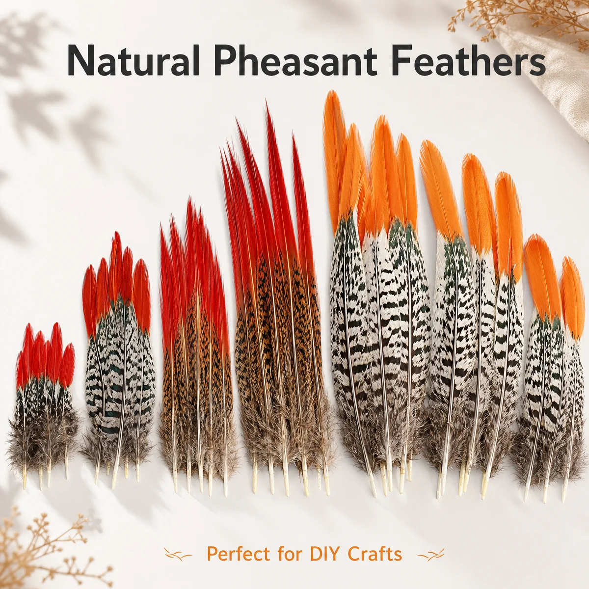 5-28cm Natural Pheasant Tail Plumes Golden Pheasant Feathers Red Tip DIY Hat Jewelry Costume Craft Decoration