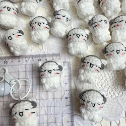 Finished 3.5cm Cute Mini Knitting Earphone Cat Keychain Little Cats Keychain Pendant Keyring Keyholder Party Jewelry Gifts