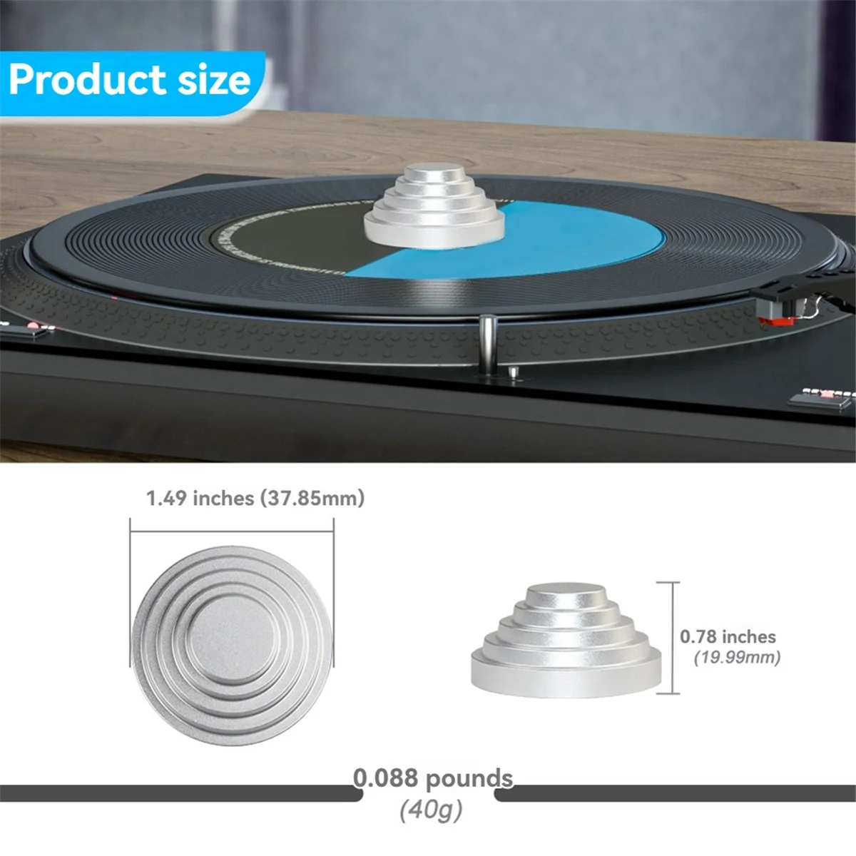 Record Weight Clamp Audio LP Vinyl Turntables Disc Stabilizer for LP Vinyl Turntables CD Player Black&A22K