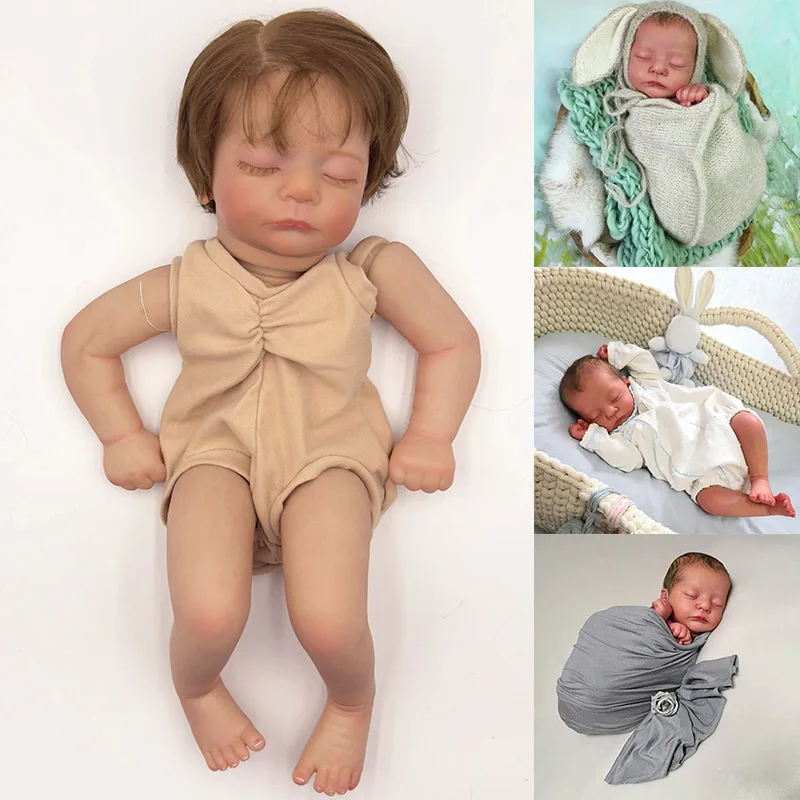 

19inch Reborn Doll Kit Kai Painted Doll Kit Unfinished Doll Parts with Hand Rooted Hair