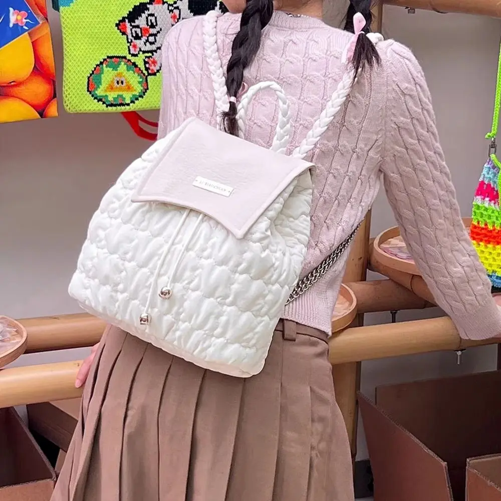 Academy Style Women's Drawstring Backpack Casual PU Simple Versatile Girls Backpack Adjustable Schoolbag