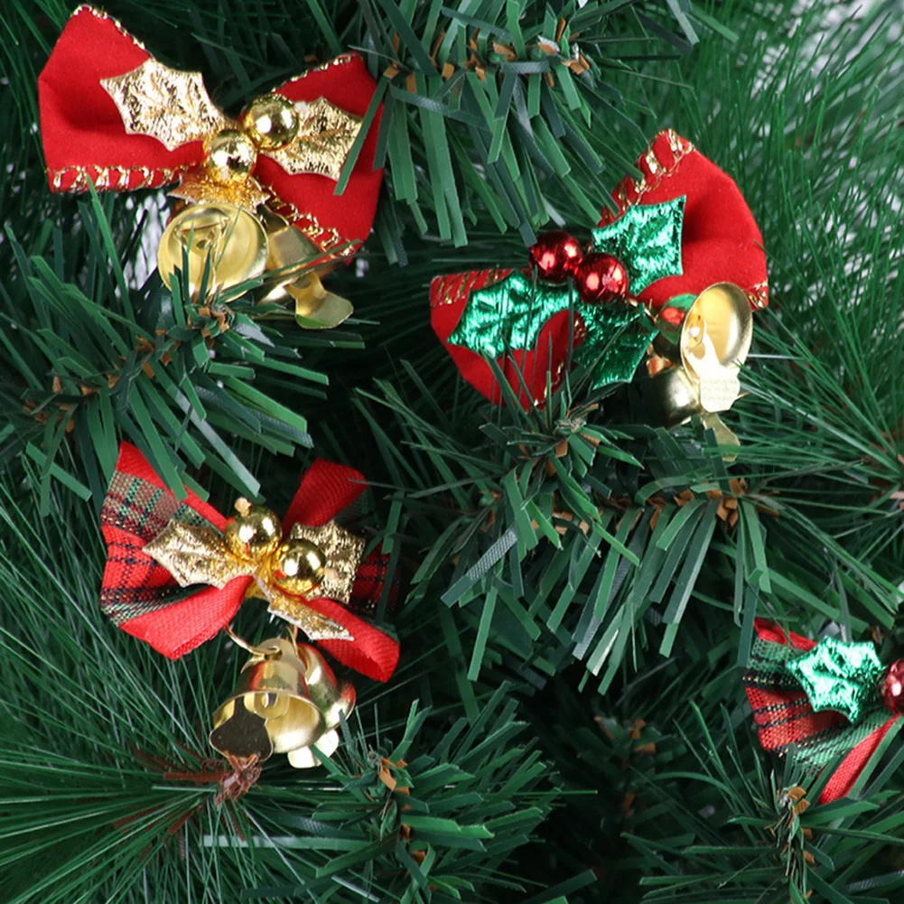 Bows With Bells Christmas Bows Vibrant Colors Charming Sound Creative Design Easy Attachment Festive Decoration