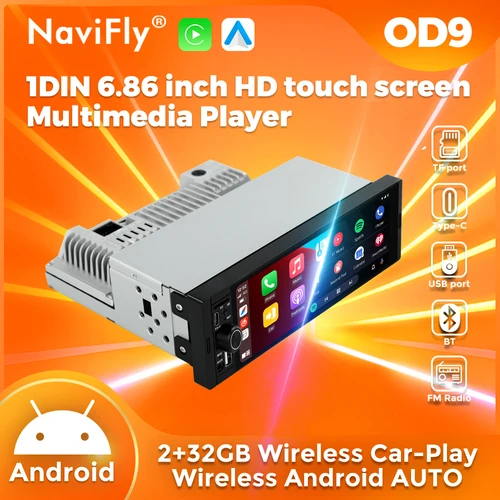 Imagen 1 del producto Navifly 2G + 32g universal 1 Din Android 6.86 pulgadas de pantalla táctil inalámbrica de alta definición radio a bordo reproductor de vídeo multimedia de radio a bordo GPS FM sistema inteligente
