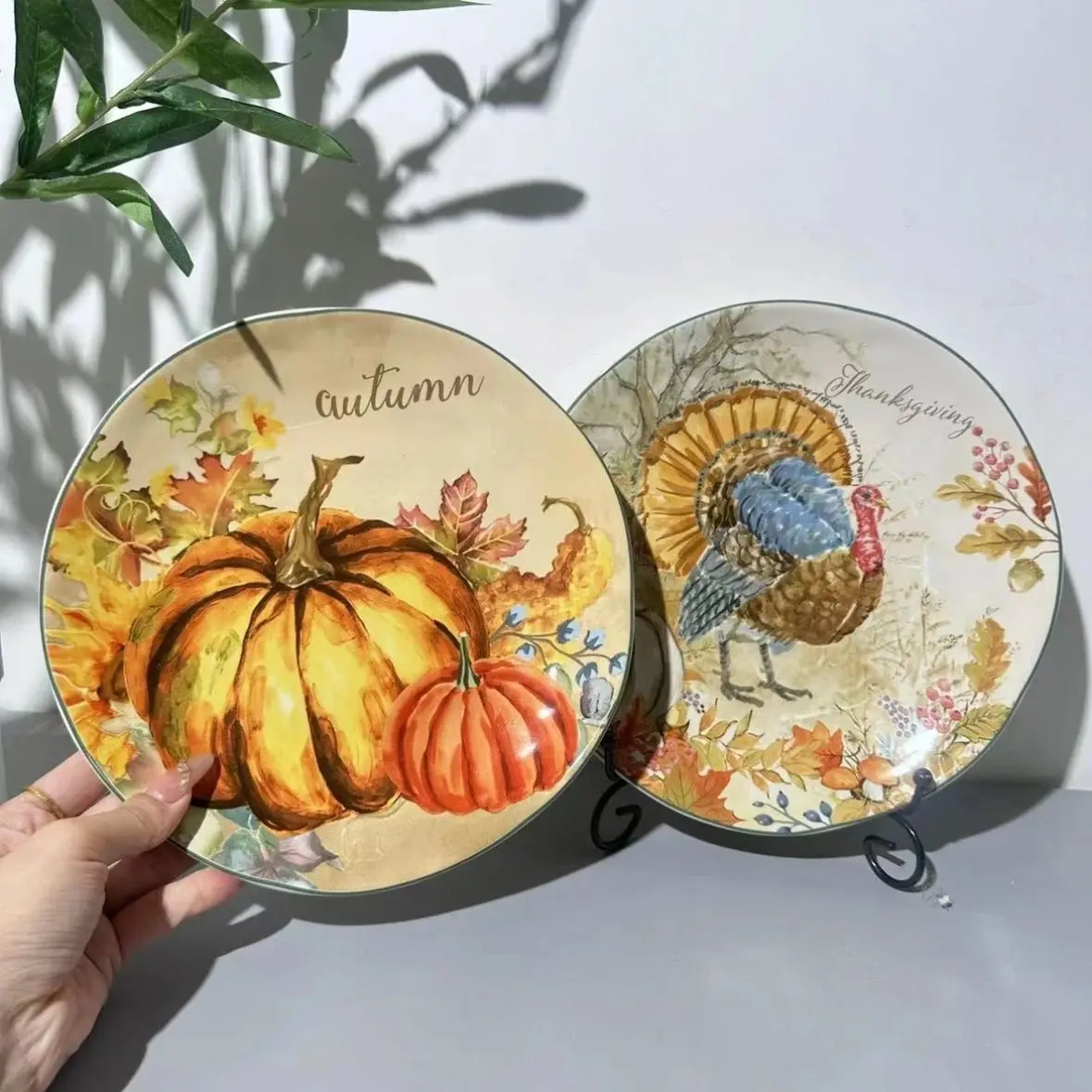 

Countryside dining fruit retro ceramic western food steak European turkey illustration decorative plate