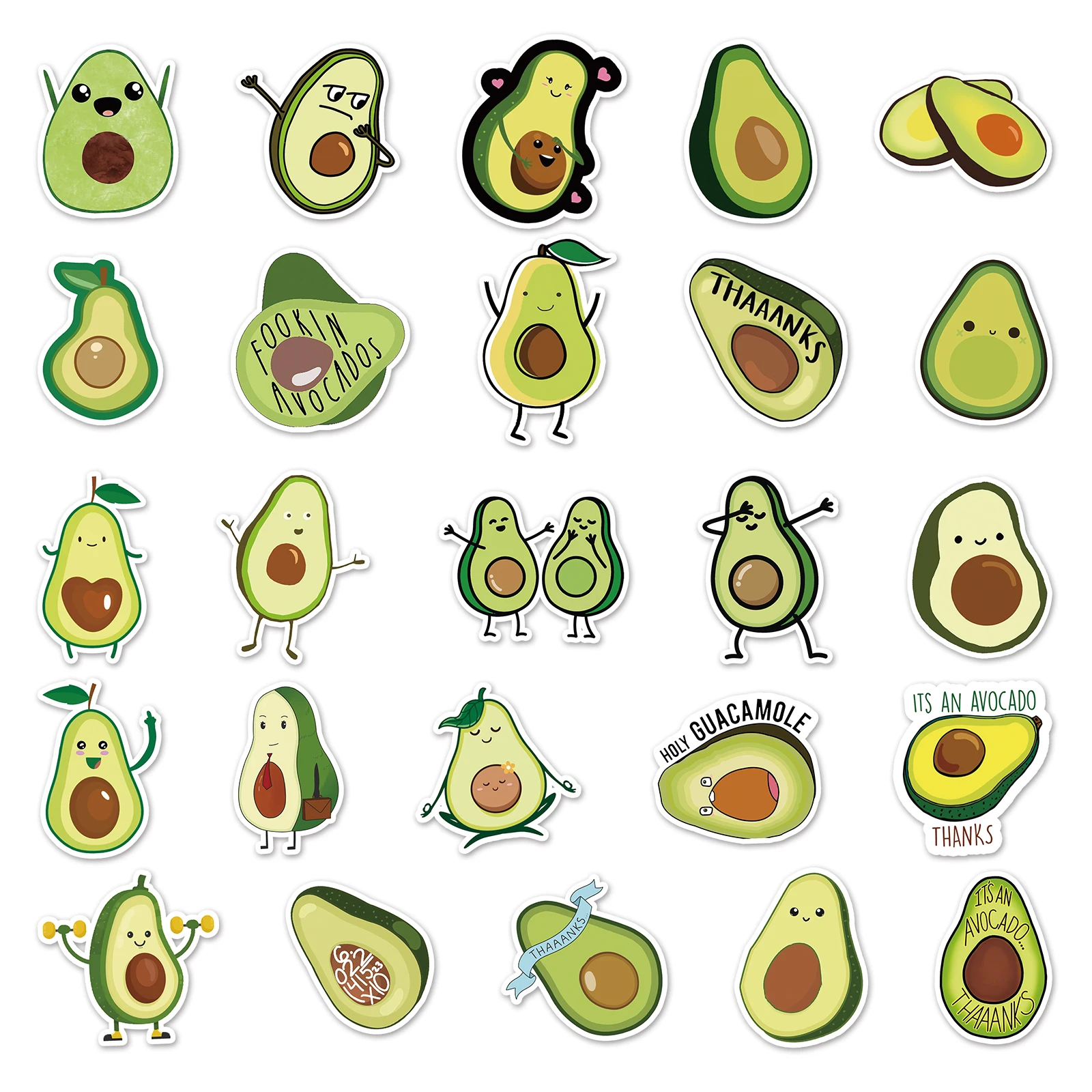 50pc Avocado series Cartoon Cute Graffiti Stickers Suitcase Laptop Guitar Skateboard Personalized Decoration Stickers