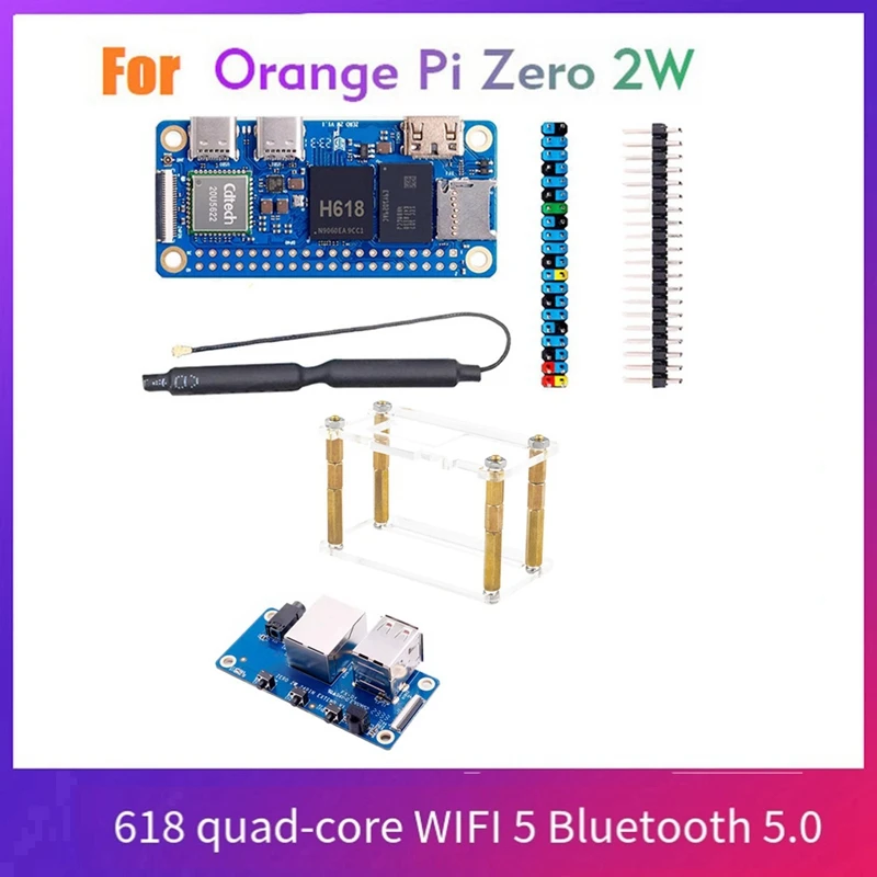 

Для Orange Pi Zero 2W макетная плата RAM + плата расширения + чехол DDR4 Mini PC H618 Wifi5 BT5.0 поддержка 4K 60FPS