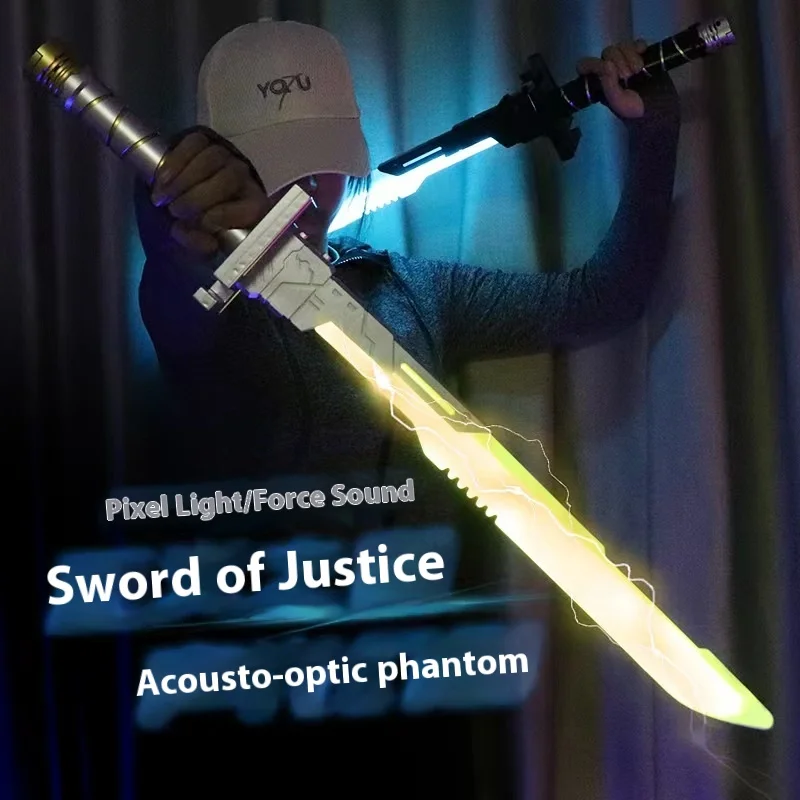 Cross-border Luminous Toy Knife Sword Of Justice With Dynamic Sound Effect Pixel Light Effect Streamer Two In One