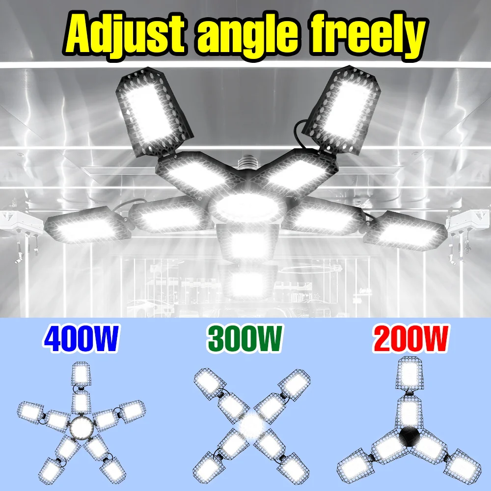 400W LED Light Bulb Garage Lamp Foldable Deformable Spotlights E27/E26 AC 100-277V For Home Warehouse Workshop Basement Lighting