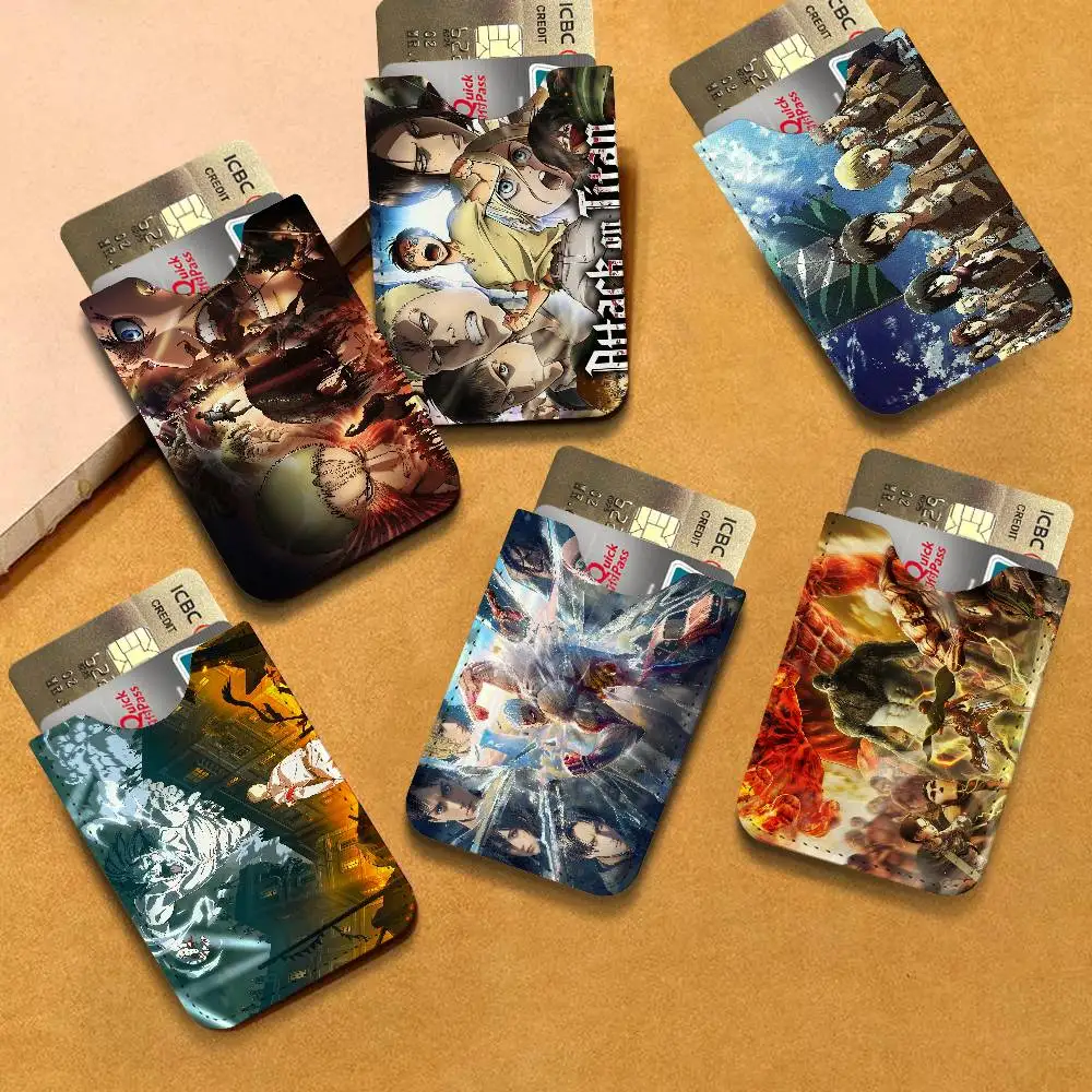 Anime A-Attack Cool On Titan Classic Pu Leather Credit Card Holder Slim Business Cardholder Anti Theft Id Organizer for Men
