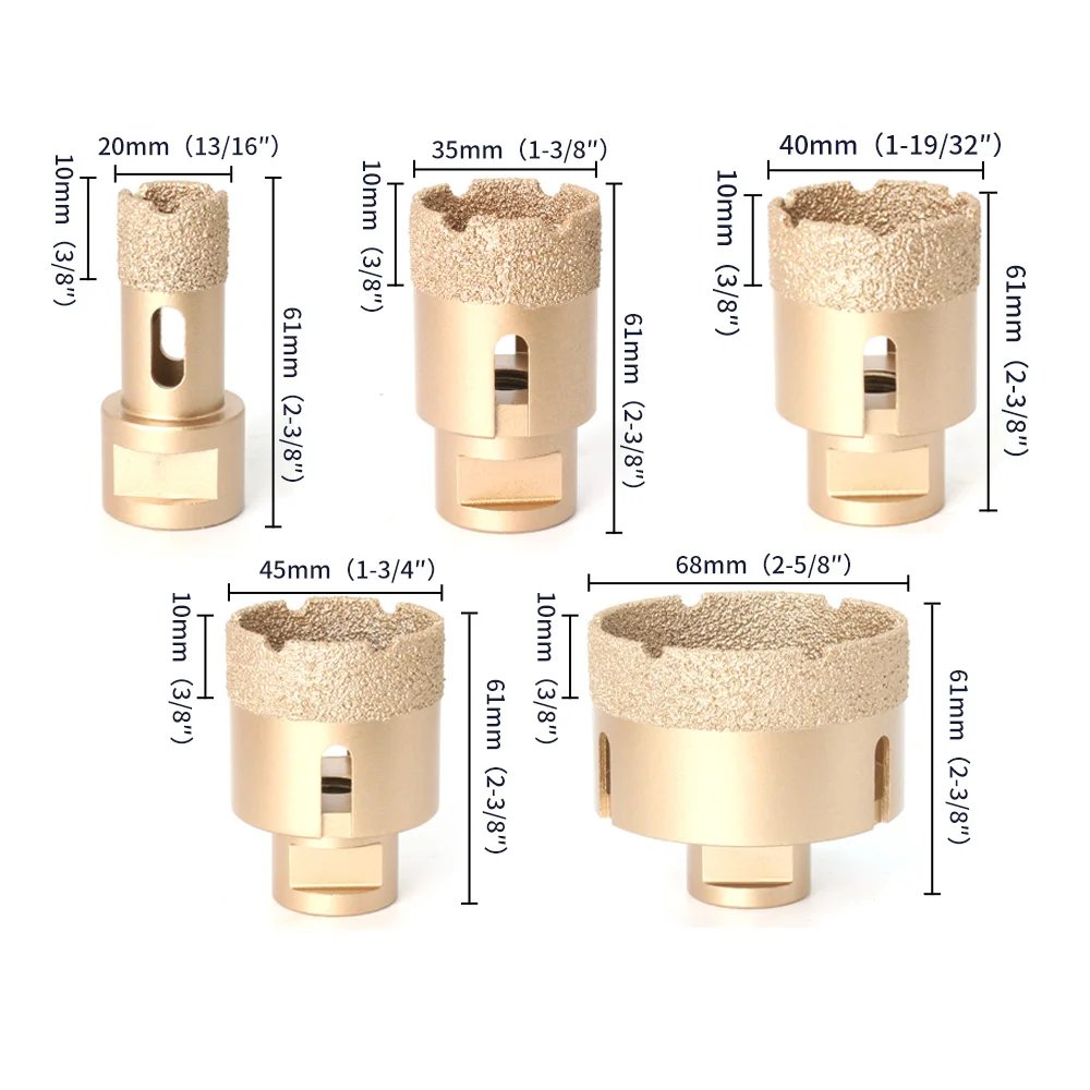 M14 Draad Diamant Droog Vacuümgesoldeerde Boren Kernboren Set Porselein Cup Zaag Tegels Graniet Marmer Gatenzaag Gereedschap 5/6/8 STUKS