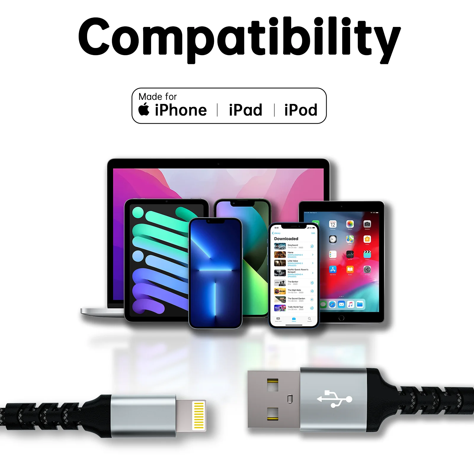 6ft 10ft for iPhone Charger data Cable [Apple MFi Certified] USB Lightning iPhone 13 12 11 xs xr 8 7 6s ipad etc fast Charging
