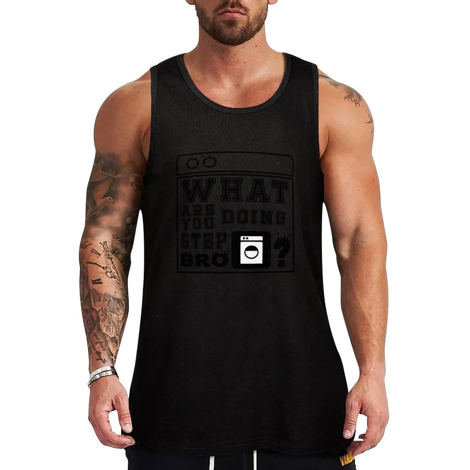 

What are you doing stepbro Tank Top sports vest summer clothes for men bodybuilding for men
