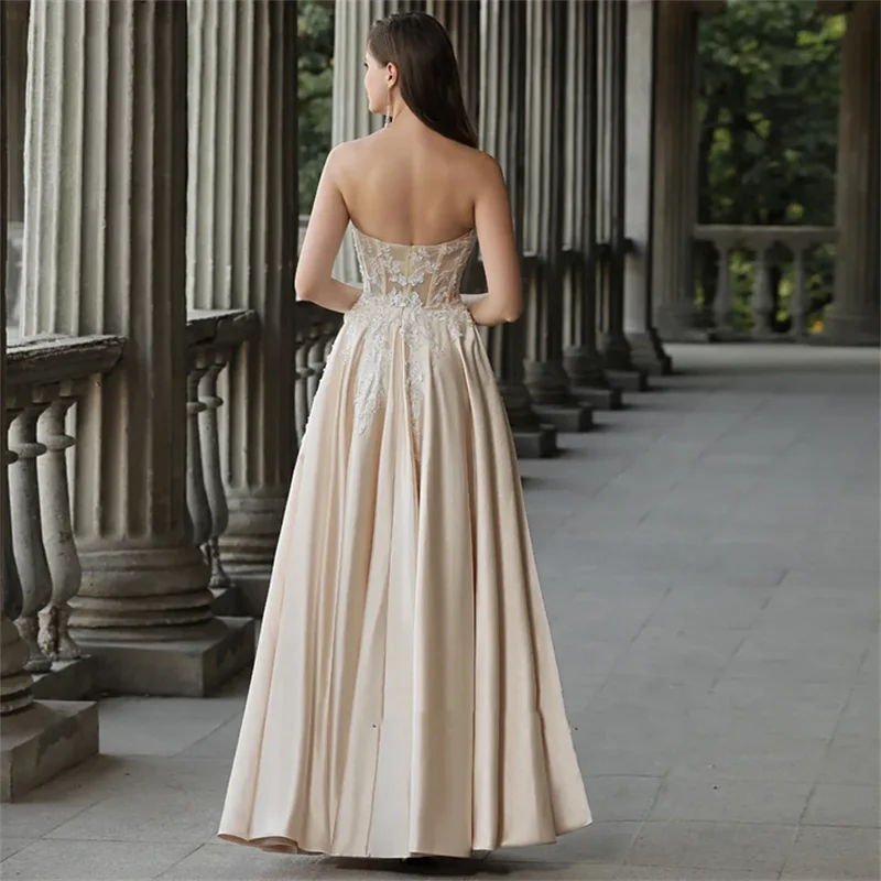 Maßgeschneiderte Champagner-Abend-Partykleider für Frauen 2026, ärmellos, herzförmig, Vintage-Stil, besondere Anlässe, formelles Kleid, individuell gestaltet