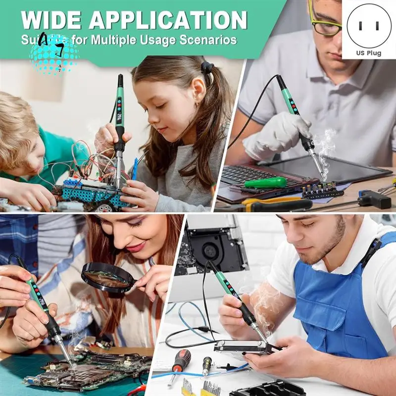 

A07F-Soldering Iron Kit, 100W With LED Digital Display, Adjustable Temperature 300-1200°F Electronic Soldering Kit US Plug