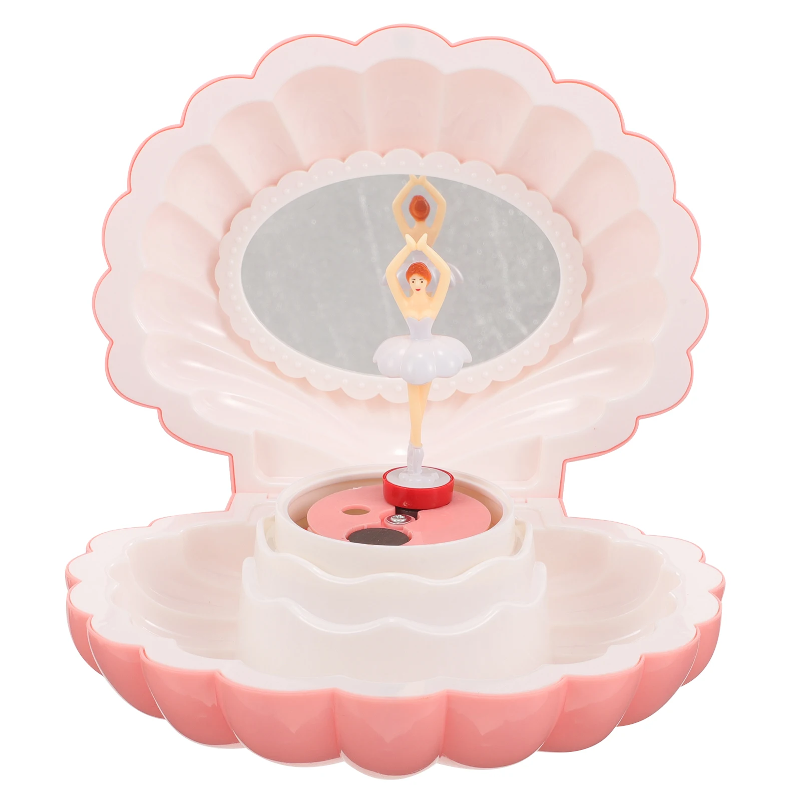 

Creative Shell Shaped Rotating Melody Multi-Functional Jewelry Storage Decoration Gift For Home Festival Plastic Music Box