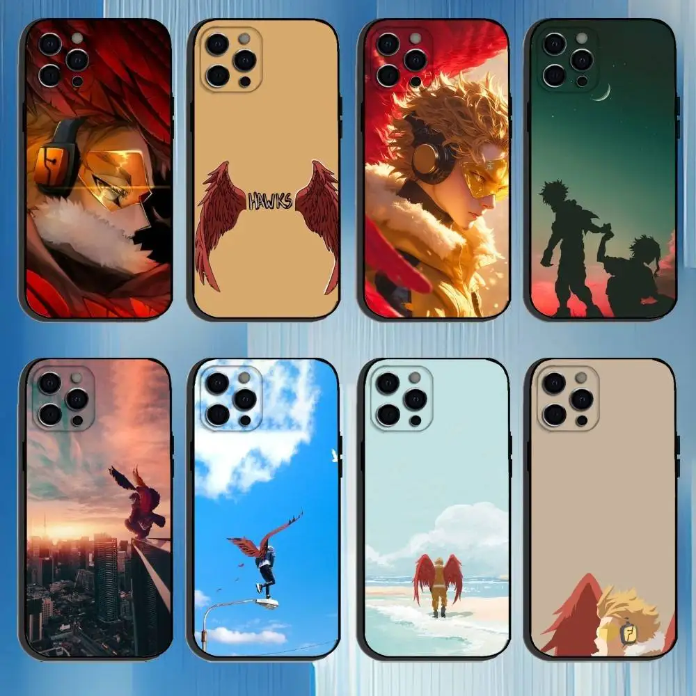 

Anime My Hero H-Hawks Phone Case For iPhone 16,15,14,13,12,11 Plus,Pro Max, Others Soft Black Cover