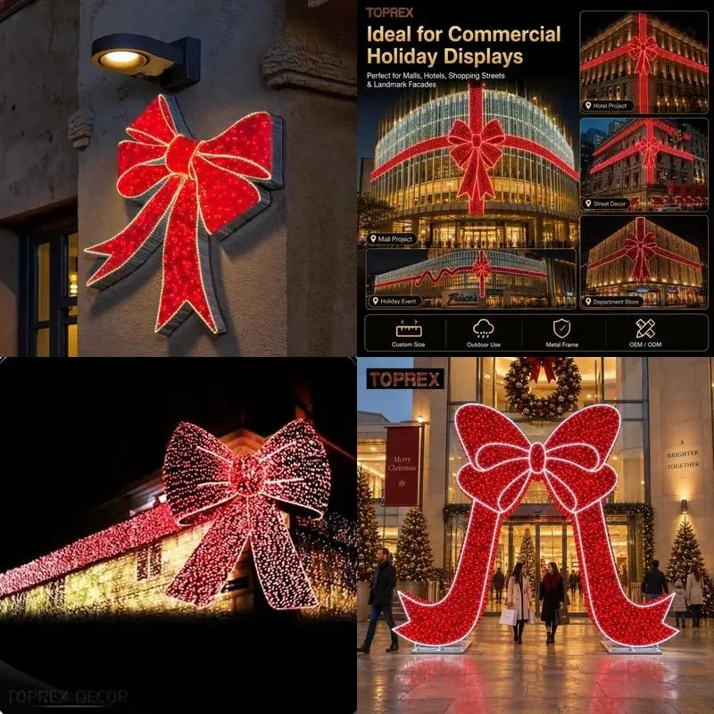 Custom Building Exterior Lighting Giant Light Emitting Diode Theme Lights Christmas Decoration Grand Shopping Mall Ribbon New