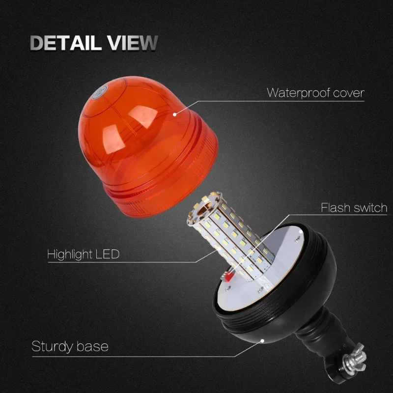 12V 24V LED Faro per trattore Luce rotante Faro rotante Avvertimento lampeggiante Luce stroboscopica di emergenza Lampada di segnalazione Camion Auto