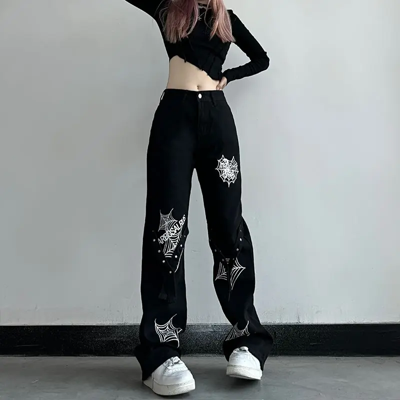 Spring and Autumn New Micro Flared Jeans with High Waist and Slimming Trend Loose Fitting Straight Leg Wide Leg Casual Pants