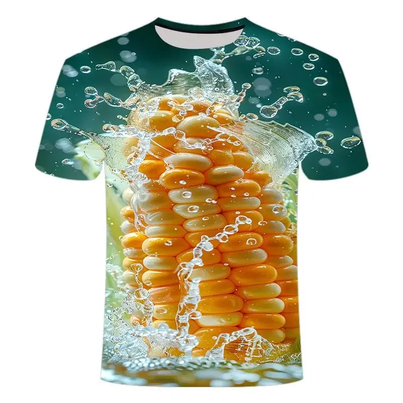Summer Fashion Plant Vegetables Graphic T-shirt For Unisex Trend Casual Melon and Fruit Flowers 3D Printed Men Short Sleeve Tops