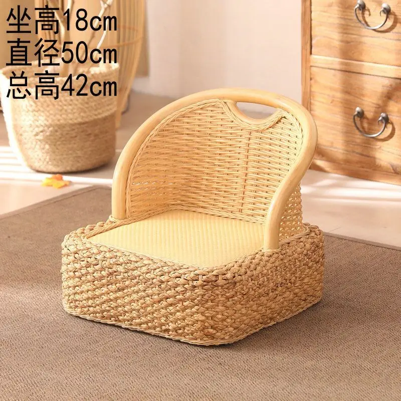 Vine chair, rattan woven tatami, rice back chair, balcony chair, tea room legless chair, solid wood small chair, leisure home lo