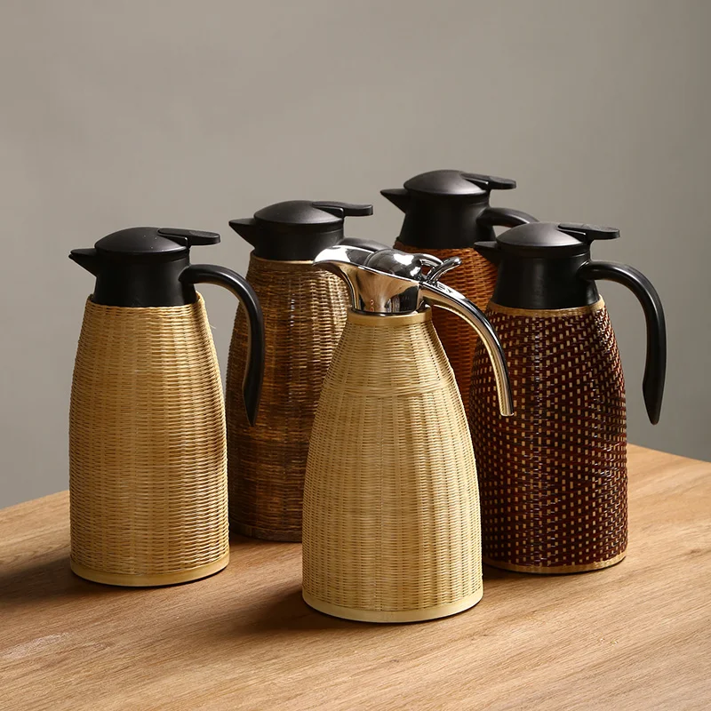 

Термос из нержавеющей стали 304 с бамбуковым плетением, большой емкости, для отелей, традиционный, ручной работы, особый