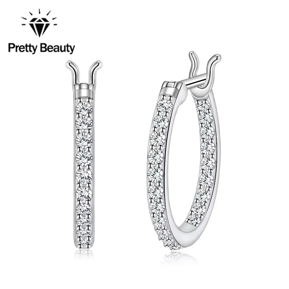 

Серьги-кольца Pretty Beauty с муассанитом 20 мм, серебро S925, для женщин, с покрытием из белого золота, бриллиантовые серьги, для свадьбы и вечеринок, изысканные ювелирные изделия