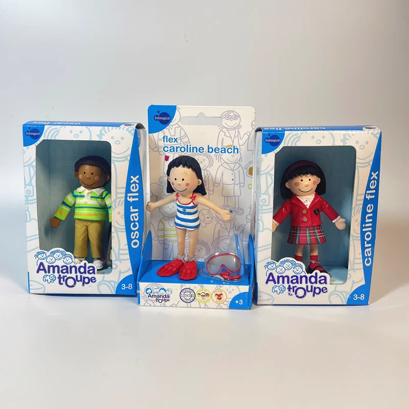 16cm gift box cartoon amanda troupe action figure metal wire doll kid rubber collection caroline model toy