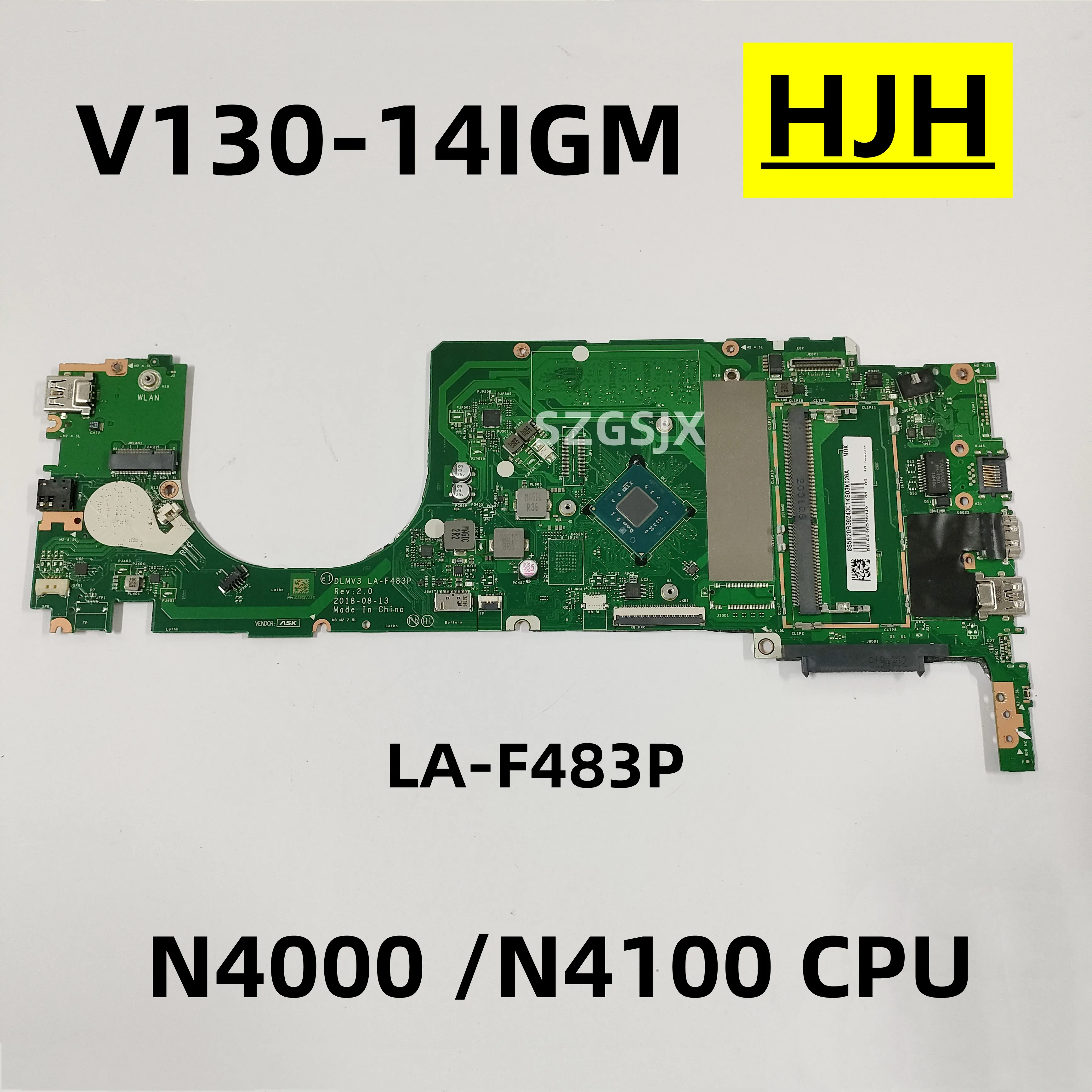 

FOR Lenovo V130-14IGM V330-14IKB V330-14ARR, Laptop Motherboard, LA-F483P ,N4000/N4100 CPU, DDR4 100% tested,