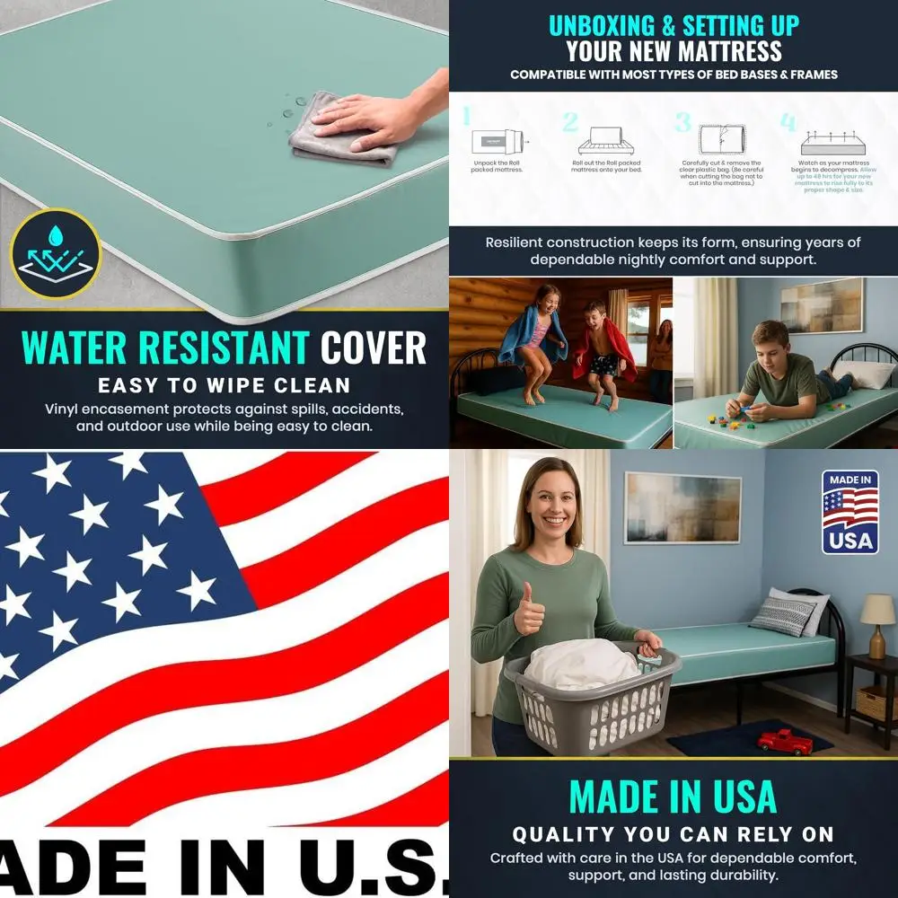 

Queen Size 5-Inch Firm Foam Mattress with Waterproof Vinyl Cover, CertiPUR-US Certified, Made in USA, Suitable for Kids and Adul