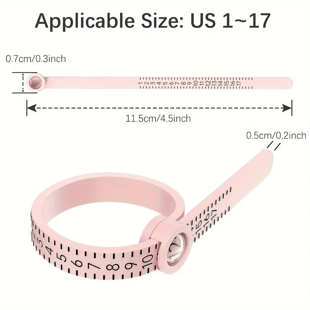 US/UK/EU/HK Finger Ring Measuring Tape with Magnifying Glass Multisize Annular Coil Ring Sizer Jewelry Size Measuring Tool