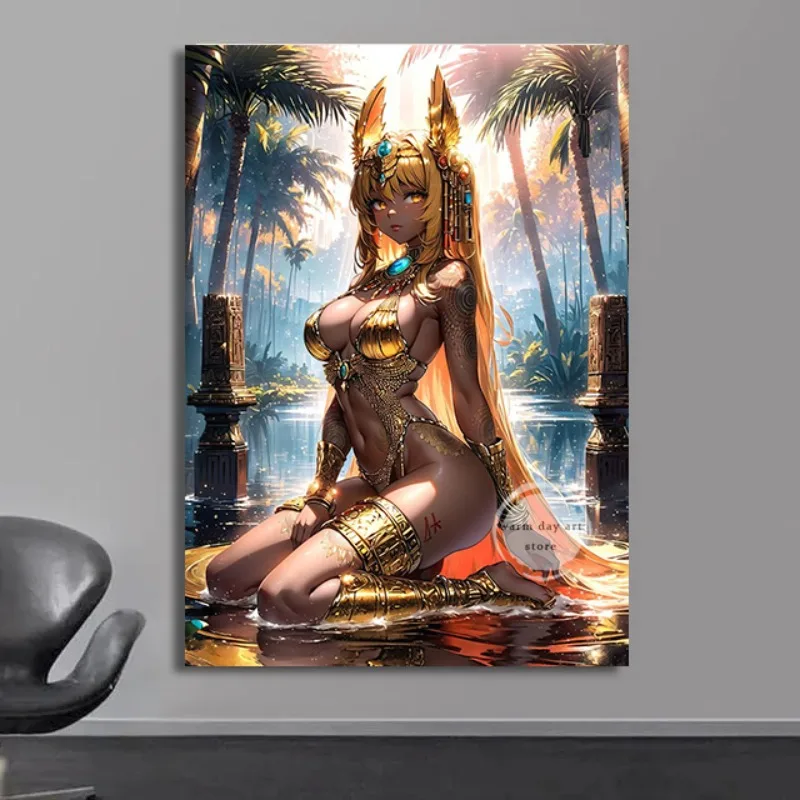 Anime Kawaii Poster Egypt Tattoo Cleopatra Sexy Girl Canvas Painting Wall Picture Print Bedroom for Living Room Home Decor