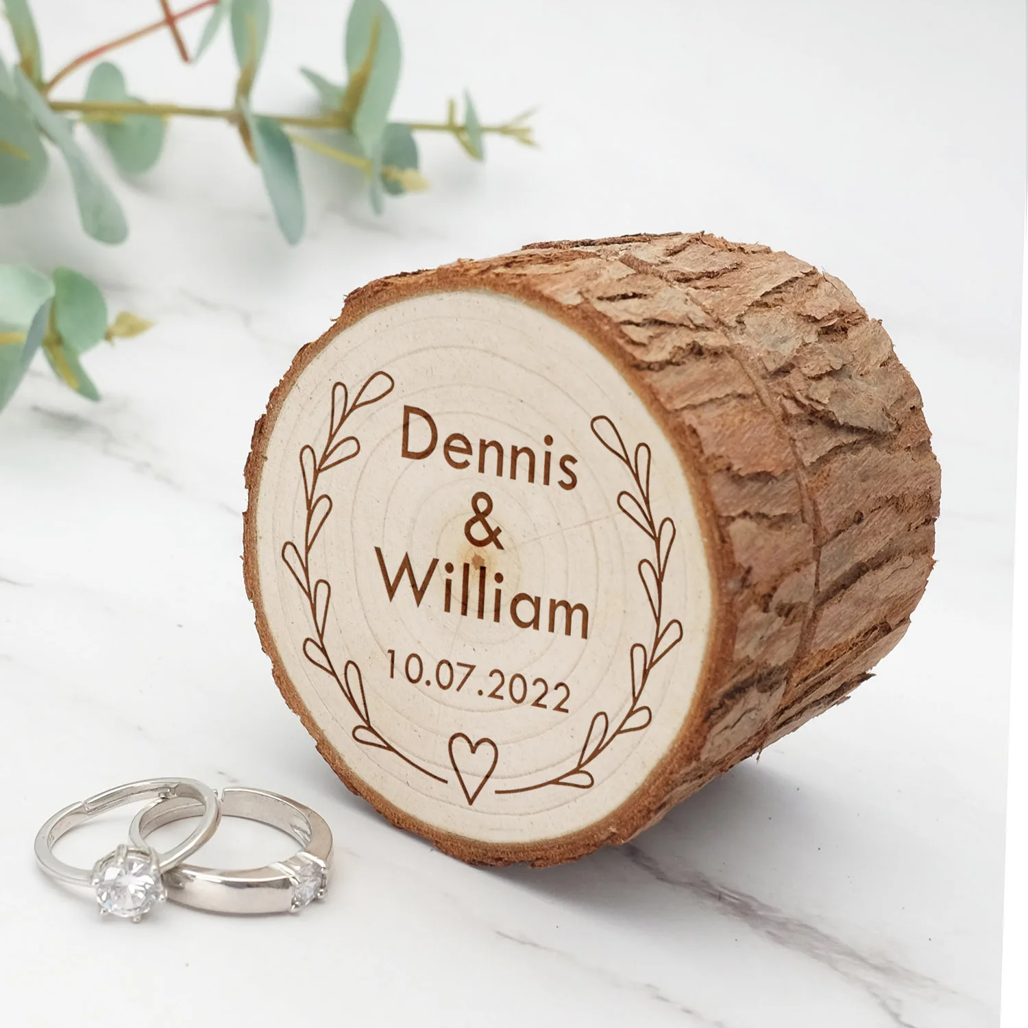 Custom Wedding Ring Box Engraved Wooden Ring Box Personalized Wedding Ring Holder Rustic Ring Bearer Custom Wedding Decor