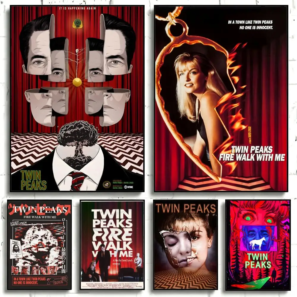 TV Series Twin Peaks Poster Self-adhesive Art Waterproof Paper Sticker Coffee House Bar Room Wall Decor