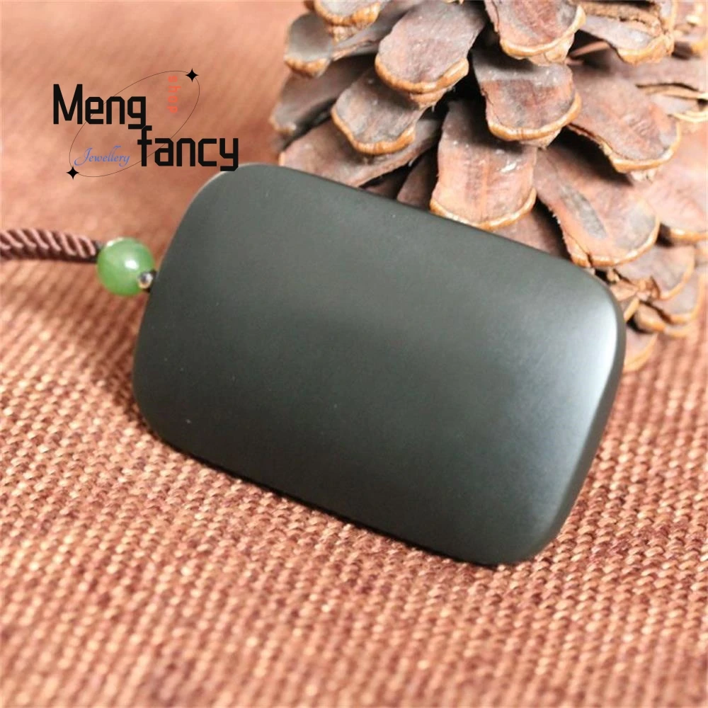 Natural Hetian Green Jade Peace Wushi Pai Pendant Simple Exquisite High-grade Fashion Jewelry Best Selling Luxury Holiday Gifts