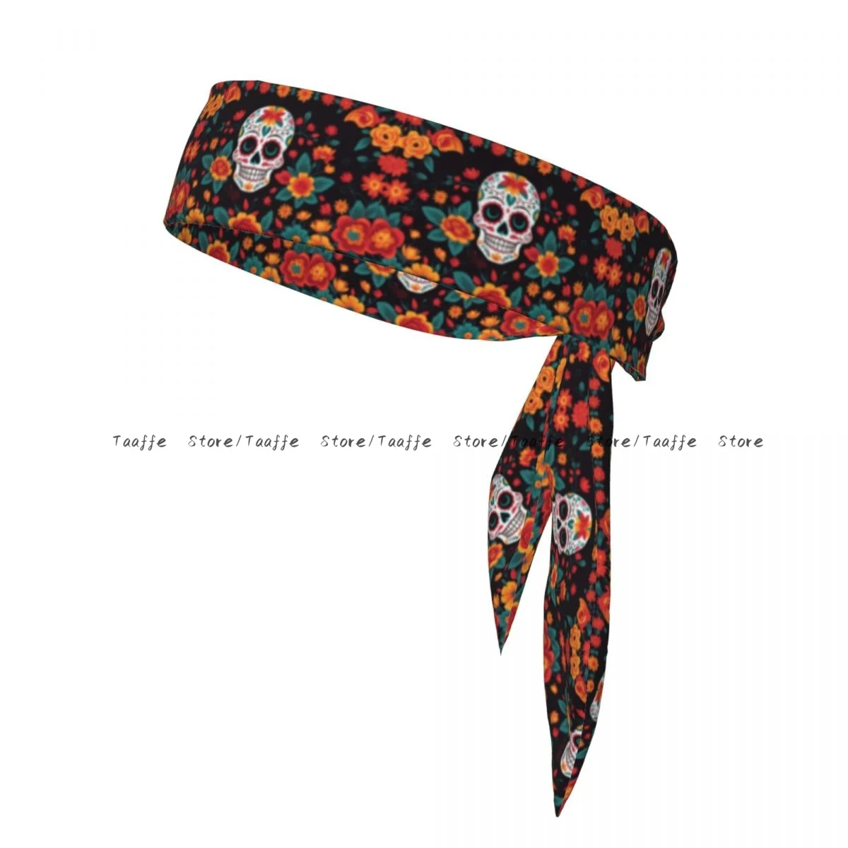 

Sweatband Bandanas Skull Surrounded By Flowers Hairband Head Tie Sports Headband Hair Accessories