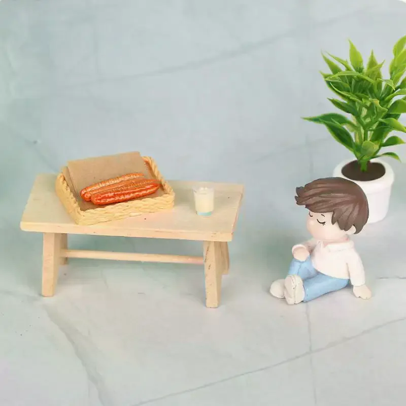 5 pçs casa de boneca acessórios cozinha ornamentos em miniatura para casa de bonecas leite soja e massa frita varas conjunto fingir jogar brinquedo modelo