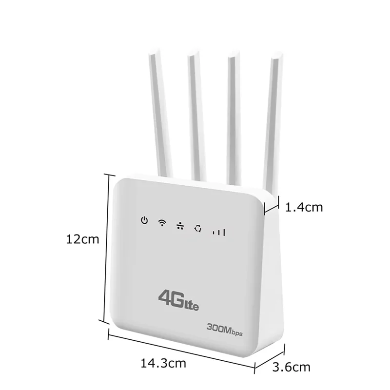 Enrutador LTE 4G CPE Wifi 6 bien hecho con ranura para tarjeta SIM, velocidad de Internet de 300 Mbps, diseño de cuatro antenas para Europa