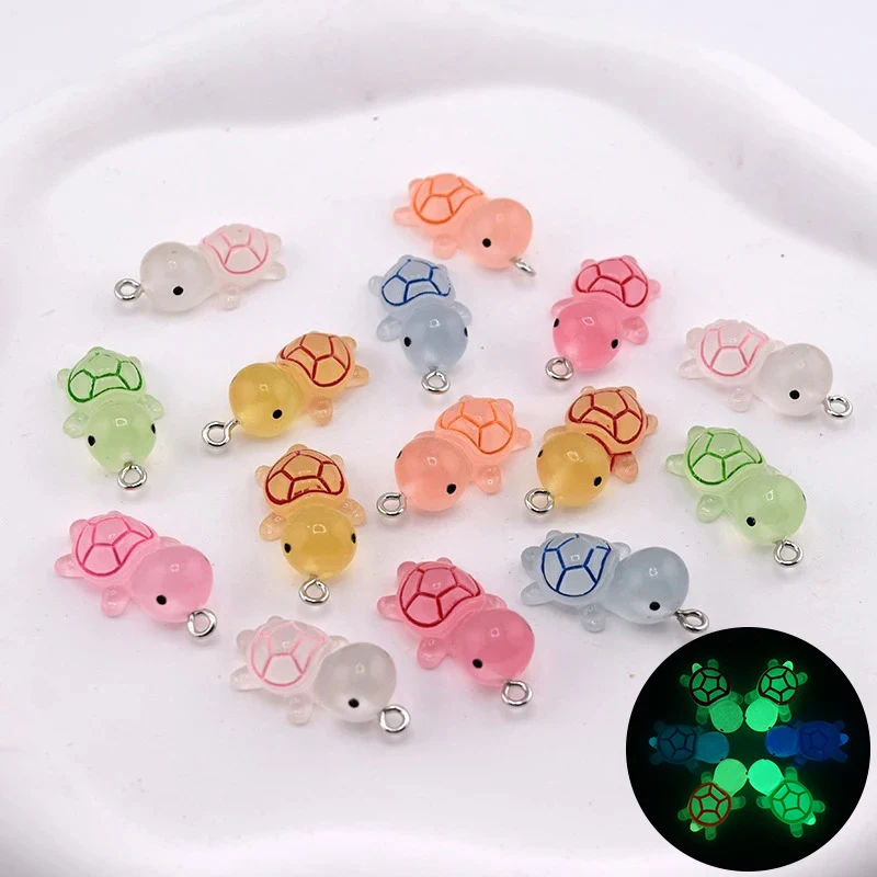 

Mini Cartoon Luminous Turtle Resin Ornament Diy Pendants Car Ornaments Glow-in-the-dark Color Turtle Accessories Decoration